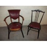 TWO ANTIQUE EBONISED CHAIRS