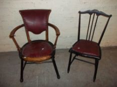 TWO ANTIQUE EBONISED CHAIRS