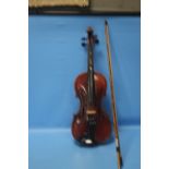 AN ANTIQUE VIOLIN AND BOW