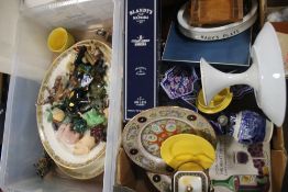 TWO TRAYS OF ASSORTED CERAMICS TO INCLUDE ELEPHANTS (TRAYS NOT INCLUDED)