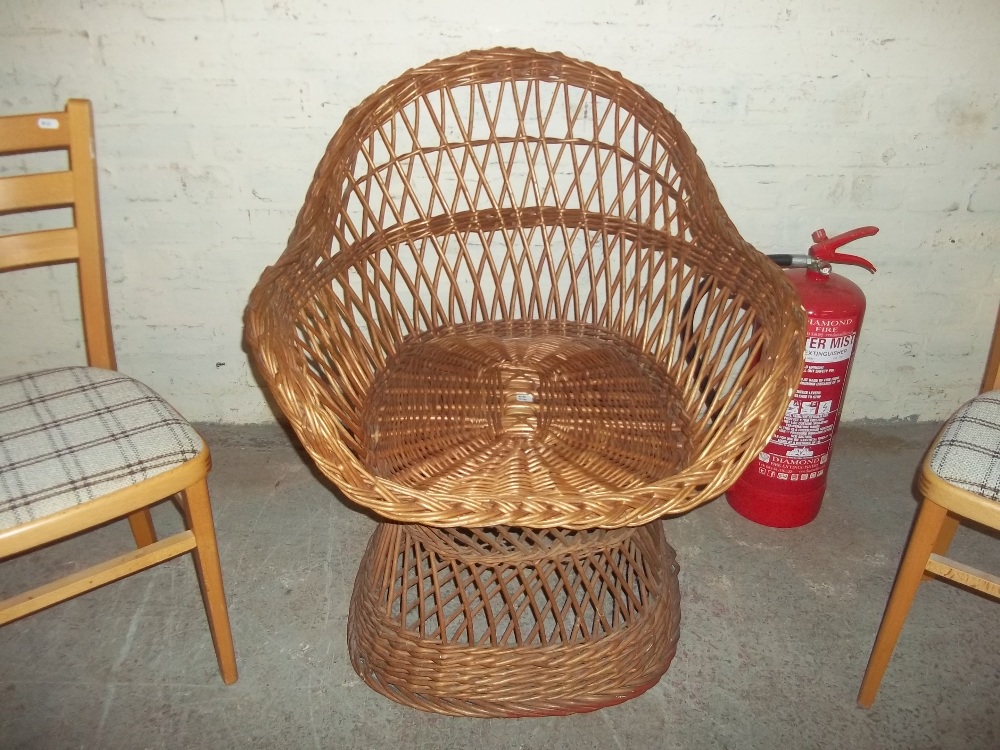 A WICKER EASY CHAIR, TWO MODERN KITCHEN CHAIRS AND AN ORIENTAL RUG (4) - Image 3 of 5