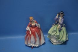 TWO ROYAL DOULTON FIGURINES 'NICOLA" AND 'TOP O THE HILL'