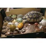 A TRAY OF TORTOISE ORNAMENTS (TRAY NOT INCLUDED)