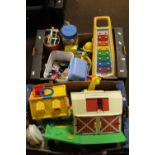 TWO TRAYS OF CHILDREN'S TOYS TO INCLUDE A XYLOPHONE (TRAYS NOT INCLUDED)