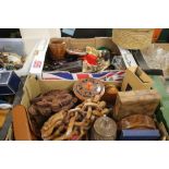 TWO TRAYS OF ASSORTED TREEN ITEMS TO INCLUDE CARVED EXAMPLES (TRAYS NOT INCLUDED)