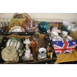 THREE TRAYS OF ASSORTED CERAMICS AND GLASSWARE TO INCLUDE A CROWN DEVON LIDDED POT (TRAY NOT