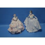 A ROYAL WORCESTER FIGURINE 'ROYAL DEBUT' TOGETHER WITH A COALPORT FIGURINE 'BETH'Condition Report: