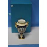 A COALPORT ROYAL WEDDING RAMS HEAD VASE WITH ORIGINAL RECEIPT AND CERTIFICATE 115/250