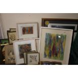 A QUANTITY OF ASSORTED PICTURES AND PRINTS TO INCLUDE MODERN ART