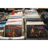 TWO TRAYS OF LP RECORDS MAINLY CLASSICAL (TRAYS NOT INCLUDED)