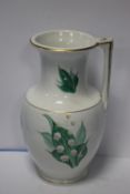 A BELLEEK 'LILY OF THE VALLEY' JUG WITH ORANGE STAMP, H 23 cm