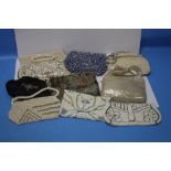 AN ASSORTMENT OF VINTAGE EVENING BAGS AND PURSES, to include bead examples (9) together with a