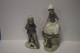 A LLADRO FIGURE AND A LLADRO FIGURINE