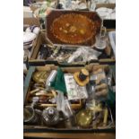 TWO TRAYS OF ASSORTED METALWARE ETC TO INCLUDE FLATWARE (TRAYS NOT INCLUDED)