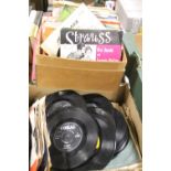 TWO BOXES OF SINGLE RECORDS TO INCLUDE THE DRIFTERS, BAY CITY ROLLERS, BUDDY HOLLY, ETC