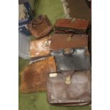 A QUANTITY OF VINTAGE LEATHER SATCHELS (8)