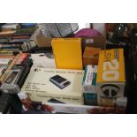 A BOX OF VINTAGE ELECTRICAL ITEMS TO INCLUDE PYE CASSETTE RECORDER MODEL 9103, A P50 PROGRAMMABLE
