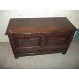 AN ANTIQUE CARVED MULE CHEST