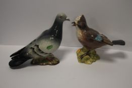 A BESWICK JAY TOGETHER WITH A BESWICK PIGEON