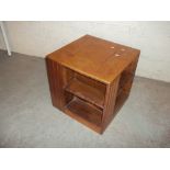 AN OAK STORAGE SQUARE WINE CELLAR TABLE