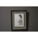 A FRAMED AND GLAZED SKETCH PENCIL SIGNED SIMON RATTLE