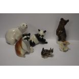 A COLLECTION OF CERAMIC ANIMALS TO INCLUDE A POLAR BEAR, A PANDA ETC ALL WITH STAMPS TO BASE MADE IN