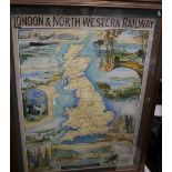 A REPRODUCTION RAILWAY MAP POSTER - London & North Western Railway, 119 x 91 cm