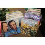 TWO BOXES CONTAINING APPROX. 130 LP RECORDS TO INCLUDE POP MUSIC, EASY LISTENING, CLASSICAL ETC.