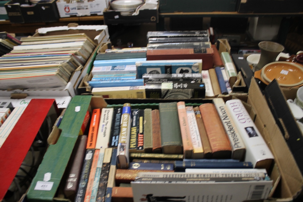 TWO TRAYS OF MISCELLANEOUS BOOKS (TRAYS NOT INCLUDED)