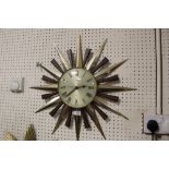 A RETRO METAL SUNBURST METAMEC CLOCK - W 60 CM