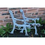 TWO MINIATURE BENCH ENDS H 50 cm