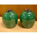 A PAIR OF CHINESE CRACKLE GLAZE GINGER JARS - HEIGHT 10CM