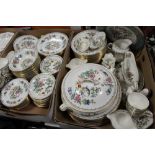 TWO TRAYS OF AYNSLEY PEMBROKE TEA AND DINNERWARE TO INCLUDE A TUREEN, CABINET PLATES, CUPS AND
