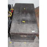 A LARGE WOODEN BOX PLUS TOOL PARTS ETC