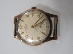 A VINTAGE AUTOMATIC AVIA WRISTWATCH, WITH YELLOW METAL CASE