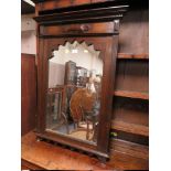 AN ANTIQUE OAK RECTANGULAR WALL MIRROR 102 X 70 CM