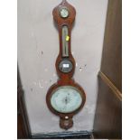 A 19TH CENTURY LARGE ANEROID ONION TOPPED BAROMETER, H 104 cm