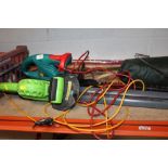 A CHALLENGE ELECTRIC HEDGE TRIMMER TOGETHER WITH A BOSCH EXAMPLE