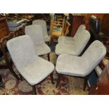 A SET OF SIX MODERN GREY UPHOLSTERED DINING CHAIRS