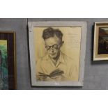 AN INDISTINCTLY SIGNED FRAMED PENCIL PORTRAIT STUDY OF DOCTOR ROB WILLIS BROWN DATED 1954 PICTURE