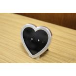 A STERLING SILVER TIFFANY STYLE HEART SHAPED PICTURE FRAME