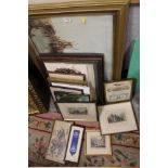 A LARGE QUANTITY OF ASSORTED PICTURES AND PRINTS TO INCLUDE ENGRAVINGS, ORIENTAL PICTURES, VINTAGE