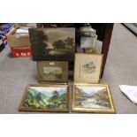 A COLLECTION OF OIL PAINTINGS AND WATERCOLOURS TO INCLUDE TWO OILS ON BOARD BY N WILLIS PRYCE,