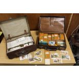 TWO BRIEF CASES CONTAINING CIGARETTE CARDS IN CIGARETTE BOXES