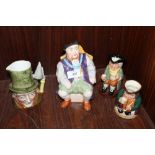 THREE TOBY JUGS TO INCLUDE TWO ROYAL DOULTON EXAMPLES TOGETHER WITH A BESWICK CHARACTER JUG (4)