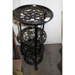 A MODERN CAST METAL FOUR TIER SAUCEPAN STAND, H 68 CM