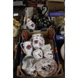 TWO SMALL TRAYS OF ASSORTED CHINA TO INCLUDE ROYAL WESSEX, ANTIQUE TEA POT ETC.