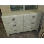 A MODERN METAL SIX DRAWER HABERDASHERY STYLE CABINET BY 'DULTON', H 75 cm, W 120 cm