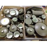 TWO TRAYS OF DENBY STONEWARE TEA AND DINNER WARE