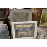 A COLLECTION OF UNFRAMED PICTURES TO INCLUDE AN OIL PAINTING MOUNTED ON CARD ENTITLED -J T WHYLES